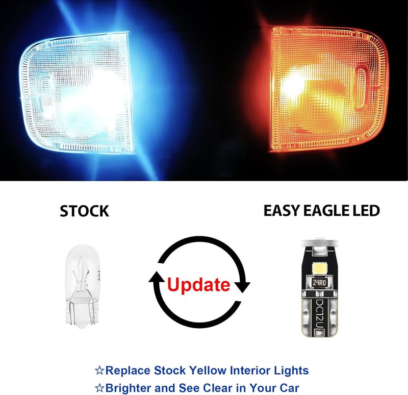 EASY EAGLE LED Interior Car Lights for Ford-Mustang-2015-2021: 8 Piece Kit White LED Light Bulbs - Super Bright 6000K + Install Tool - Image 2
